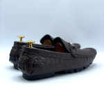 Men's Moccasins Ferragamo Crocodile Texture Shoe (Brown)