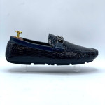 Men's Moccasins Patent Buckle Shoe (Blue)