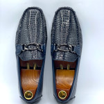 Men's Moccasins Patent Buckle Shoe (Blue)