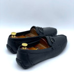 Men's Moccasins Ferragamo Buckle Shoe (Black)